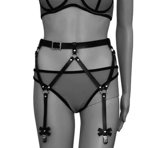 Модные женские сексуальные подвязки с бантом, ремни для тела, крутой бандажный ремень в стиле панк, регулируемые подвязки для ног, аксессуары