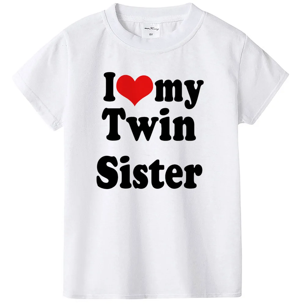 Белая детская футболка с надписью I Love My Brother & Sister летняя белые рубашки для