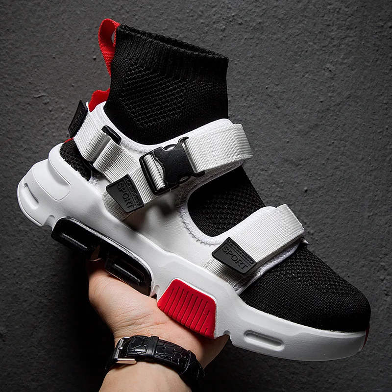 Мужские кроссовки с плетеной пряжкой дышащие теннисные туфли в стиле хип-хоп