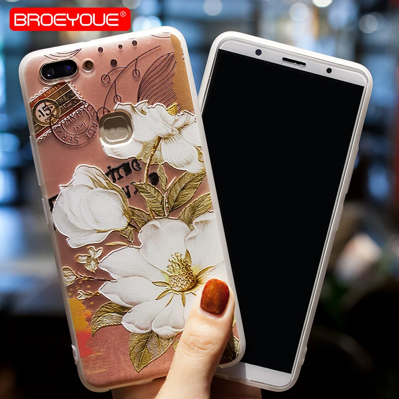 BROEYOUE Case For Huawei P8 P9 P10 P20 Lite 2016 2017 Nova 3E 3D Relief Soft TPU Flowers Phone Silicone Matte Floral Covers |