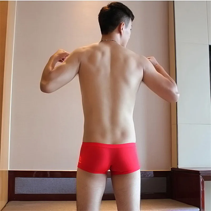 Крутой прозрачный ледяной шелк мужское нижнее белье боксеры шорты hombre slip homme cuecas