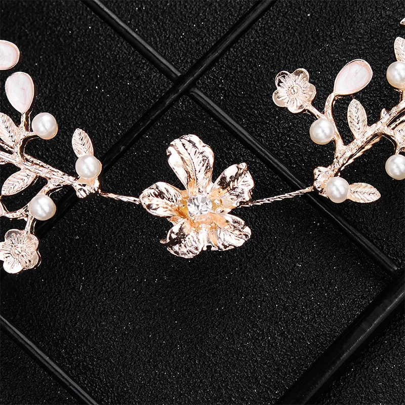Классические свадебные украшения для волос QYY из сплава с цветами и кристаллами