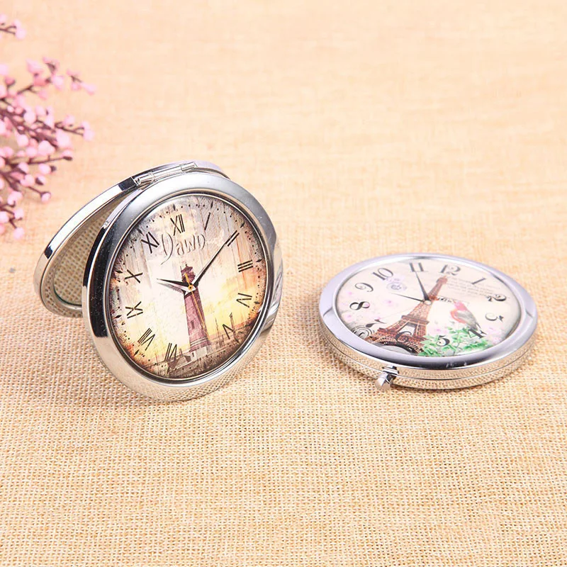 Модные складные зеркала для макияжа с изображением часов переносные путешествий