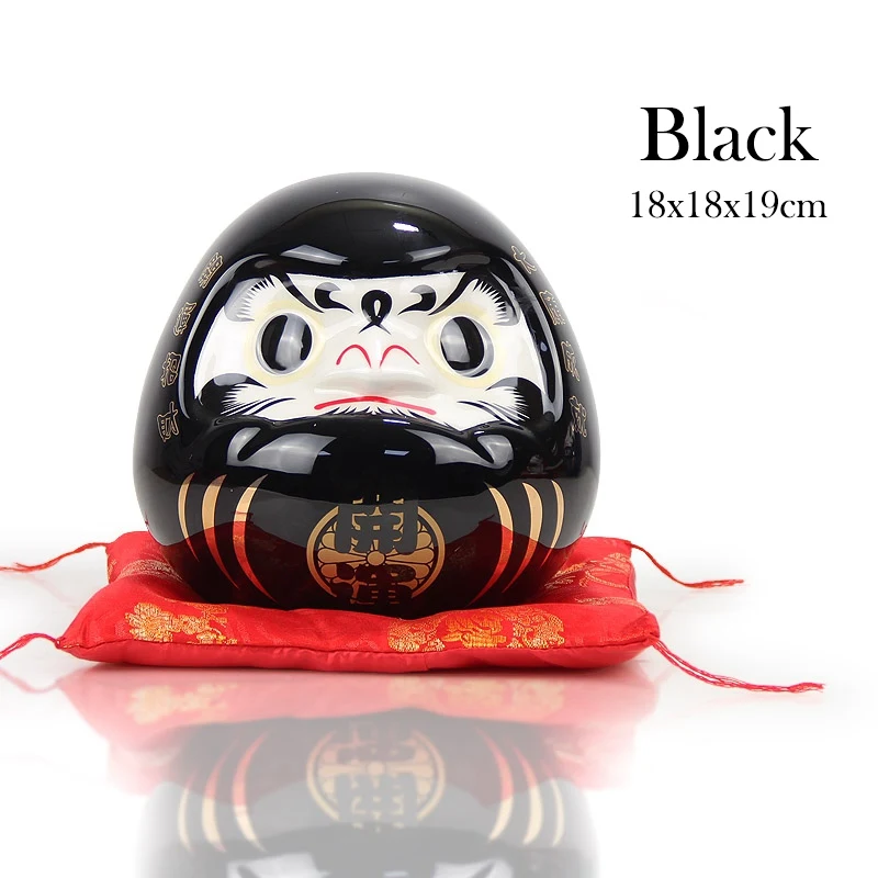 7,5 дюймов керамическая японская Дарума орнамент Копилка Maneki Neko Фортуна статуя фэн шуй свадебный подарок - Цвет: Black