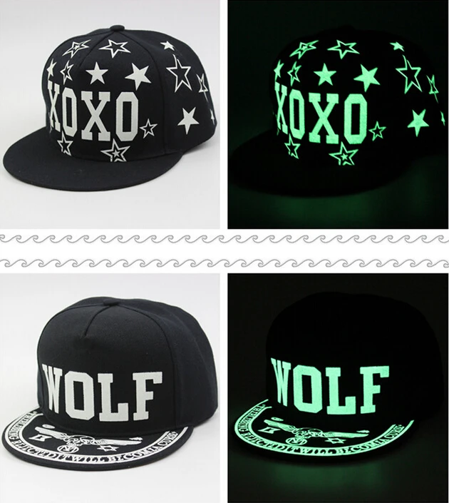 50 шт. Бейсболка Snapback Регулируемая шляпа светящаяся Ночная хип-хоп Танцевальная