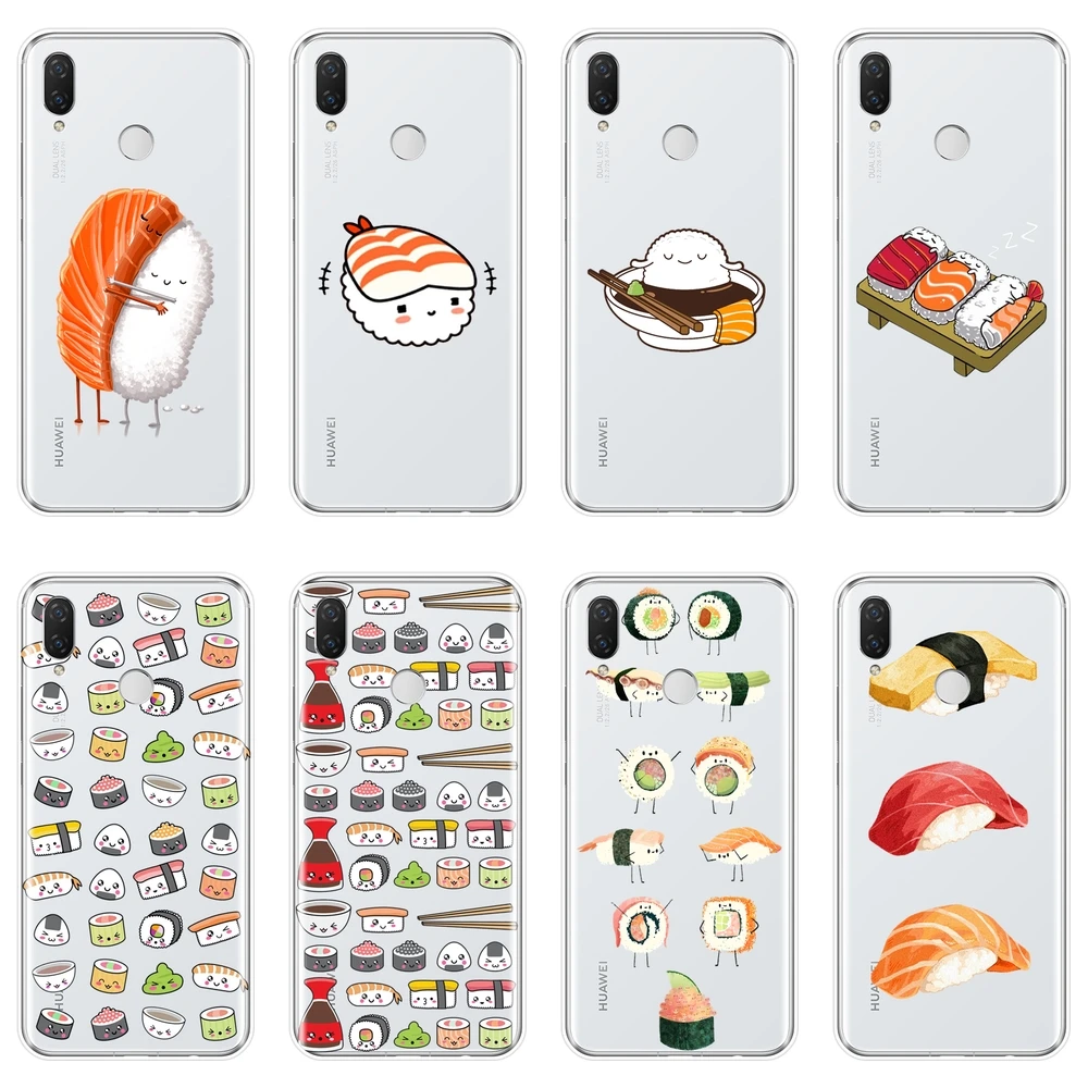 Милая мягкая задняя крышка Sushi Food Japan для Huawei Nova 2i 3 3I 3E 2 Lite Plus силиконовый чехол