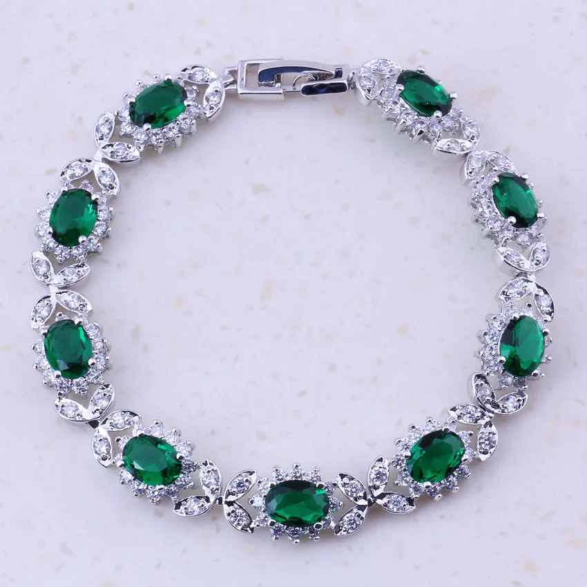 Роскошный зеленый искусственный изумруд &amp Белый AAA циркон посеребренный цветок