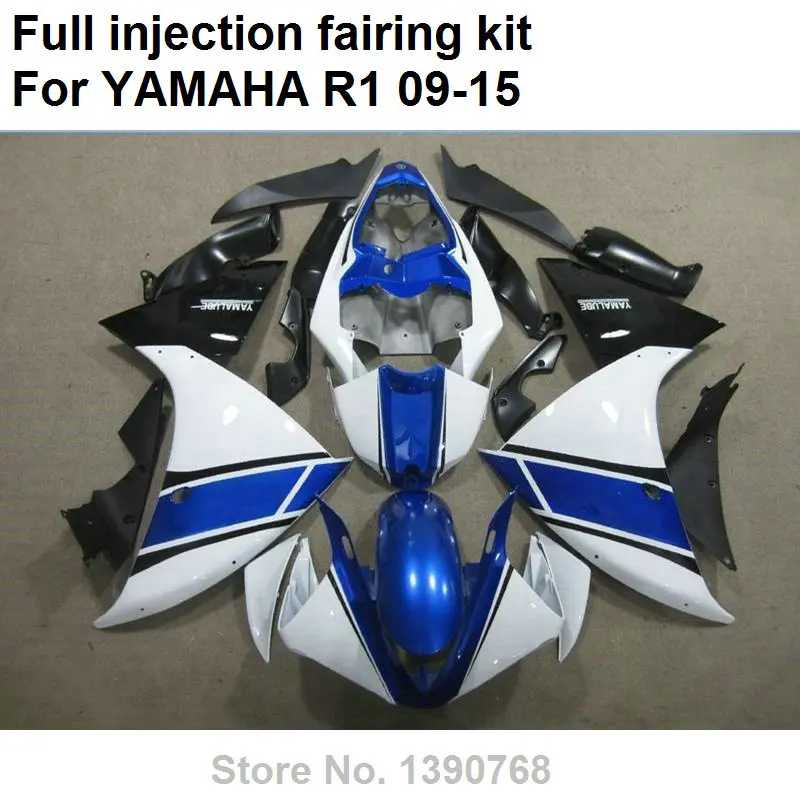 

Injection molded fairings for Yamaha YZF R1 09 10 11 12 13 14 15 white blue black fairing kit YZFR1 2009-2015 BN01