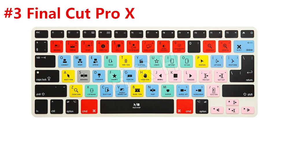 Для Apple final cut pro X функциональная силиконовая крышка для клавиатуры Macbook Air 13 дюймов