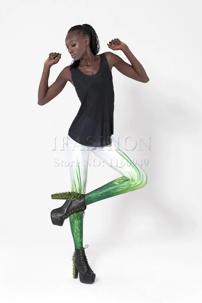 women legging white green leggings shiny fashion 2014 clothes grass spring free shipping | Женская одежда