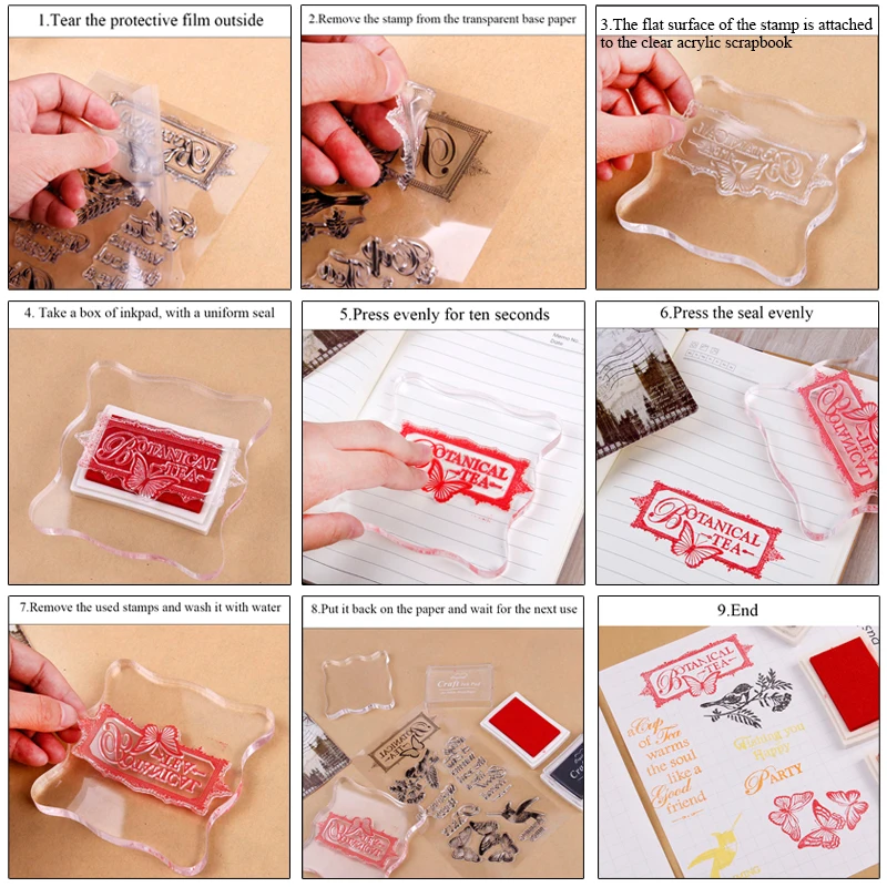 1 шт. прозрачные цветы Бабочка штамп стрекозы/печать для DIY