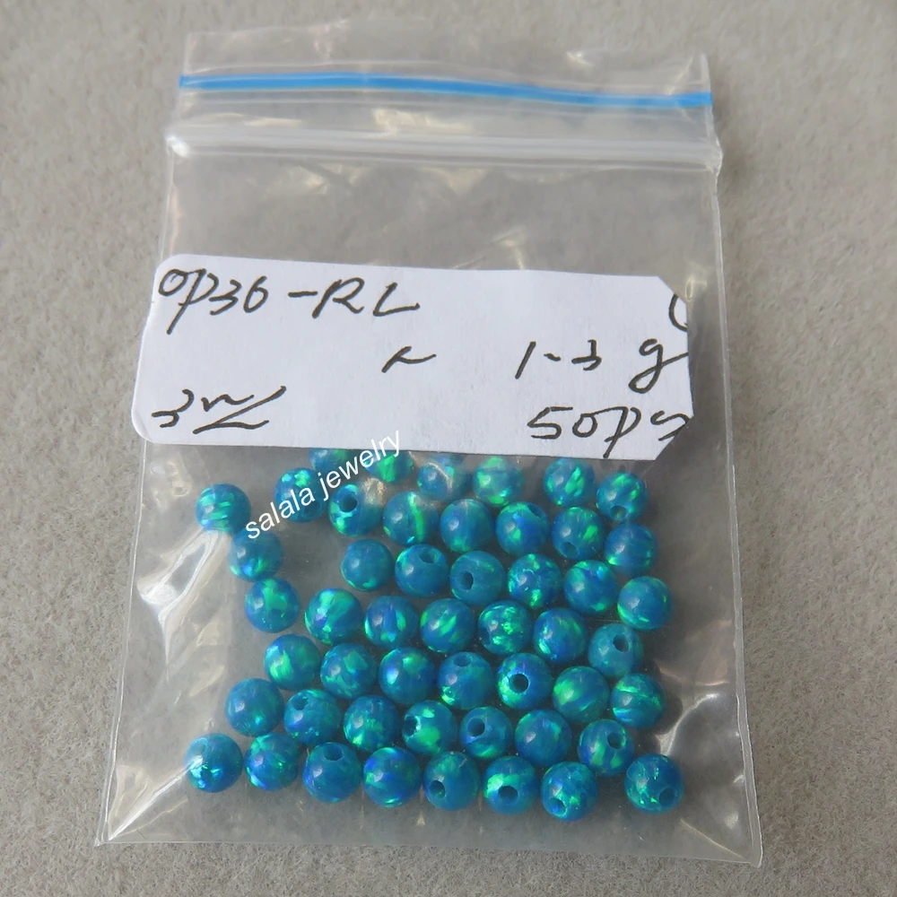 

100pcs/lot OP36 Peacock Blue Opal Beads 3mm Round Opal Beads Drilled Synthetic Round Ball Opal Beads , Round Fire Opal Stone