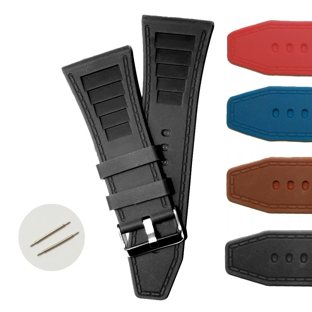 

34mm 4pcs. /set Four Color :Black ,Red , Blue, Brown@ 1 Piece Silicone Rubber Men Lady Watch replace repairs Band Strap WB1046