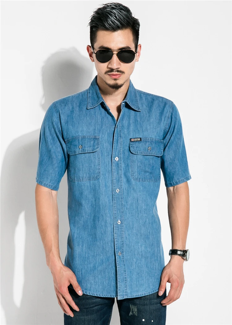 Trust мечта 2017 Новый Человек модные летние джинсовые рубашки с коротким рукавом
