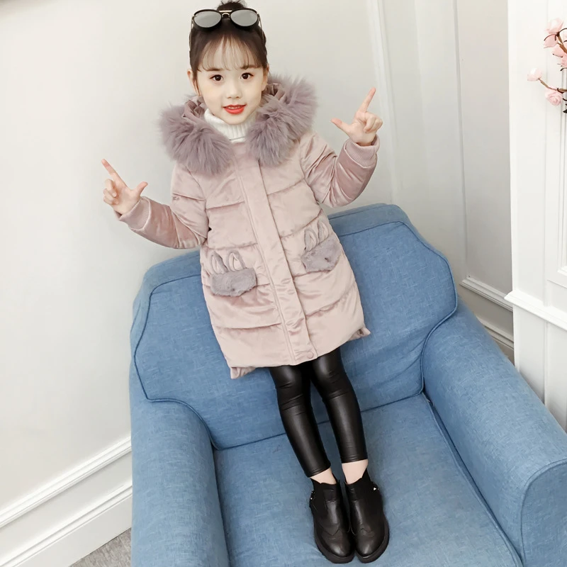 Детский комбинезон куртка Золотая Бархатная одежда для маленьких девочек зимнее