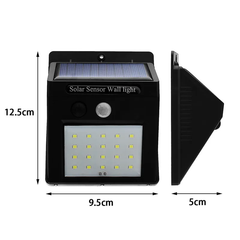 CLAITE Солнечная энергия 20 LED PIR датчик движения настенный светильник