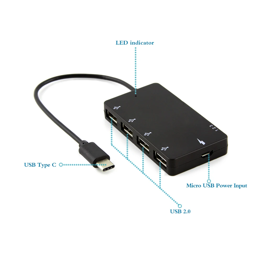 Адаптер CHYI USB Type C Hub к 2 0 Micro Port USB2.0 разделитель адаптер Sync для