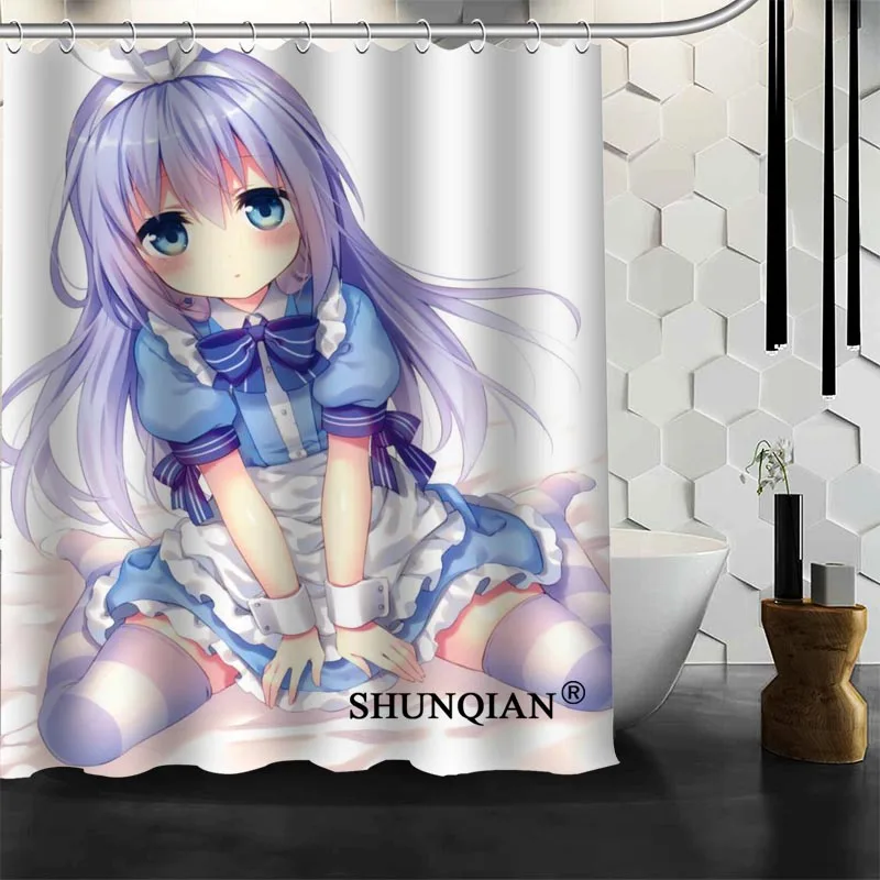 Gochuumon Wa Усаги Desu Ka Rize полиэстер ткань печати Душ Шторы 12 крючков для Ванная