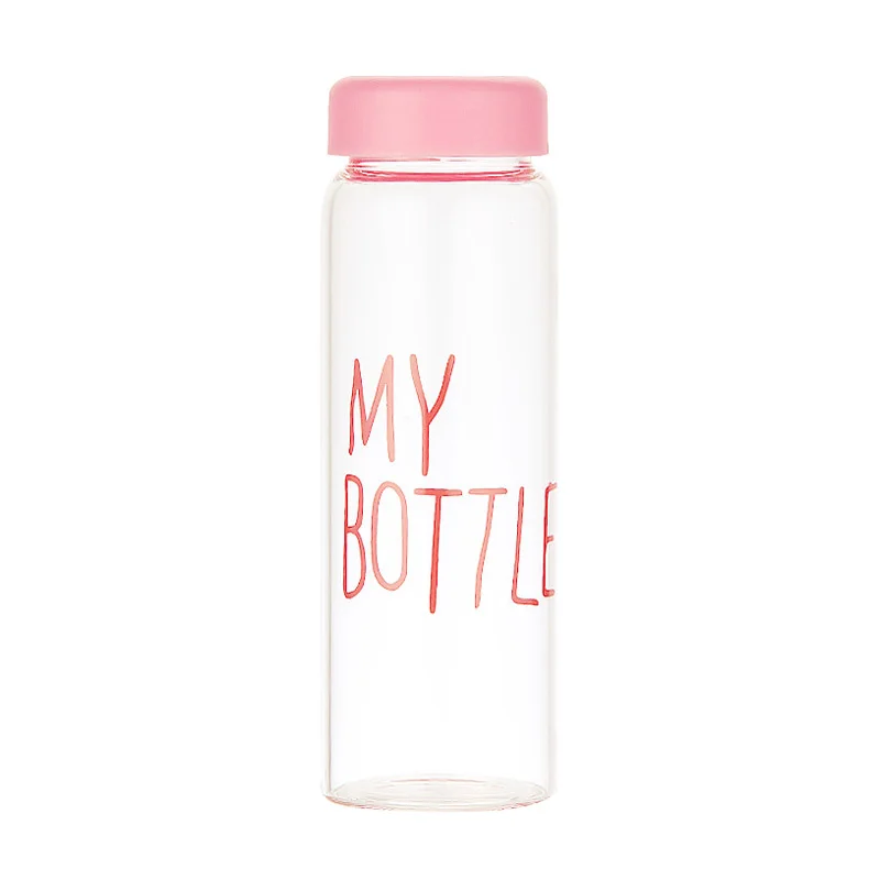 Пластиковая бутылка My bottle 500 мл, бутылка для воды для питья, прозрачная или матовая, Спортивная, корейский стиль, термостойкая, герметичная - Цвет: tm pink