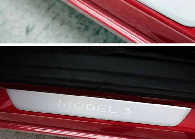Накладка на порог двери автомобиля из нержавеющей стали для Tesla модель 3 приветствуется защитная полоса для педали 3 типа украшения порога