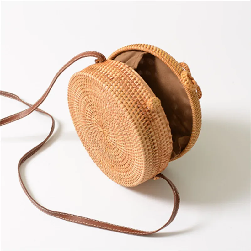LJQEAST летняя ручная плетеная Сумка из ротанга сумка через плечо сумки соломенные