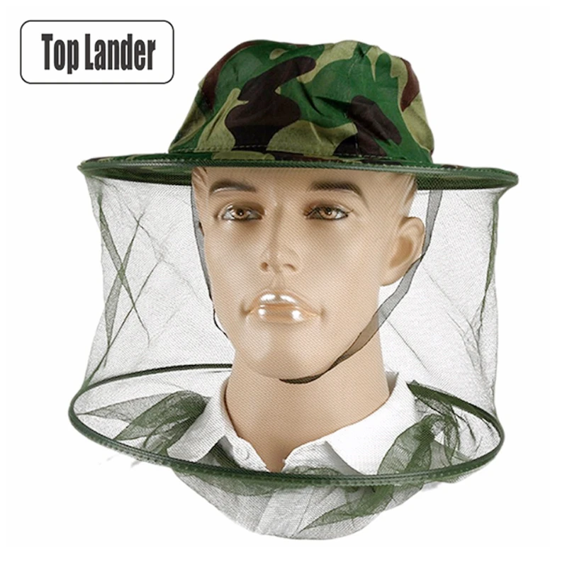 Bee Keeping Veil Mosquito Hat Net Camouflage Nets Bug Insect Face Protector Cap Mesh Hunting Fishing Outdoor Cap Anti Midge Head