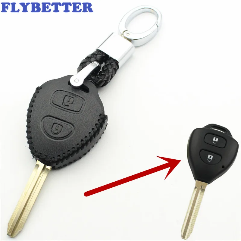FLYBETTER брелок из натуральной кожи с 2 кнопками для дистанционного ключа чехол Toyota