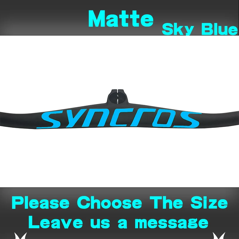Matte Blue Syn UD Пользовательские Чемпион короткий стволовых углеродное волокно MTB руль велосипеда 6degree One-образный Интегрированный руль велосипеда с стволовых 40/50/60/70 мм - Цвет: Matte Blue
