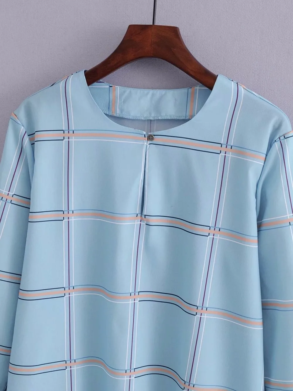 Omchion Blusa feminina 2018 Новый O Средства ухода за кожей шеи плед шифон Летний Топ