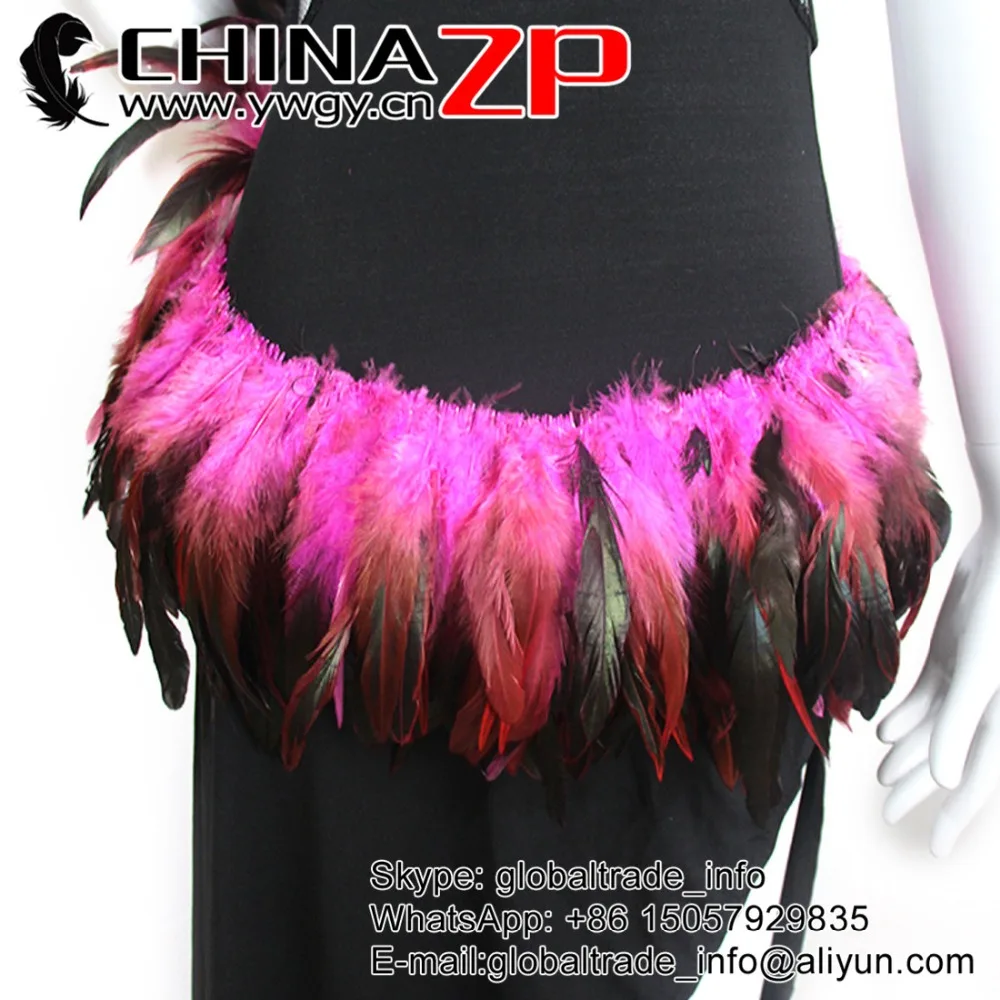 

Gold Manufacturer CHINAZP Factory 6-8 Inch 800pieces/bundle Top Quality Dyed Hot Pink Half Bronze Coque Tail Strung Feathers