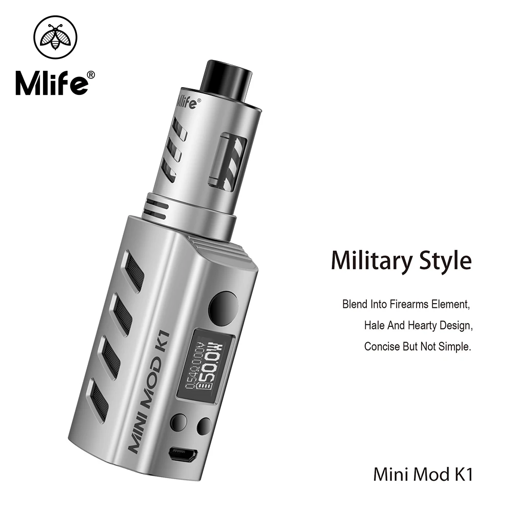 100% Оригинальные Mlife K1 50 Вт Vape Mod Kit электронная сигарета с 1200 мАч Батарея