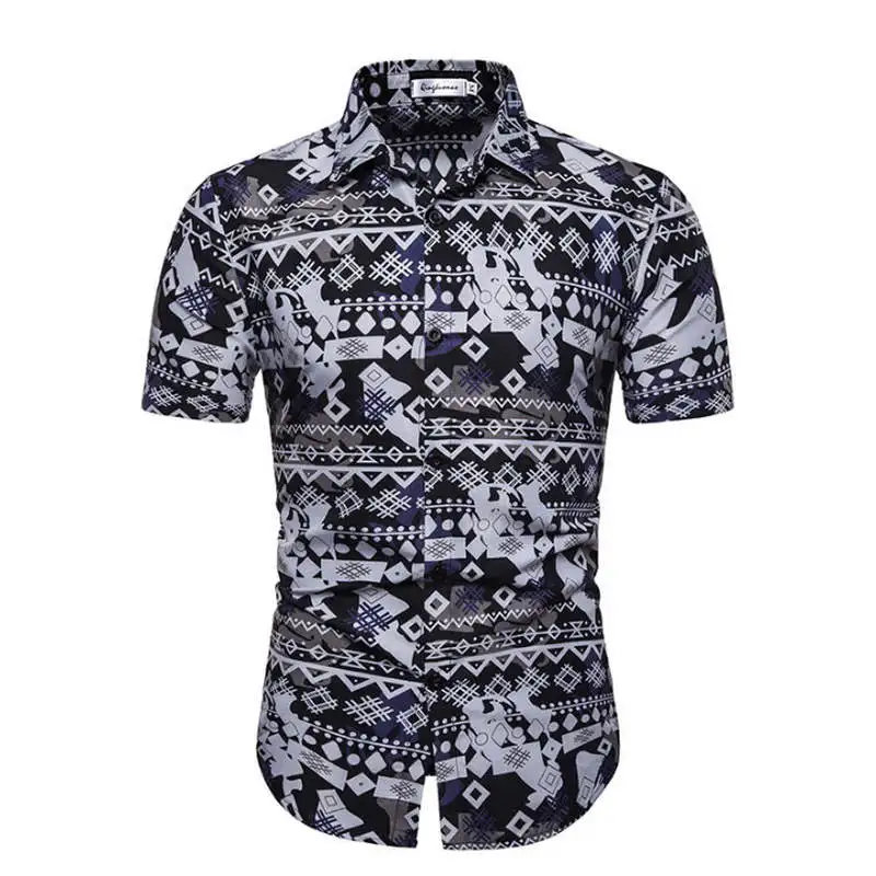 C45 Мужские гавайская рубашка мужской Повседневное camisa masculina печатных Пляжные рубашки короткий рукав брендовая одежда - Цвет: C45