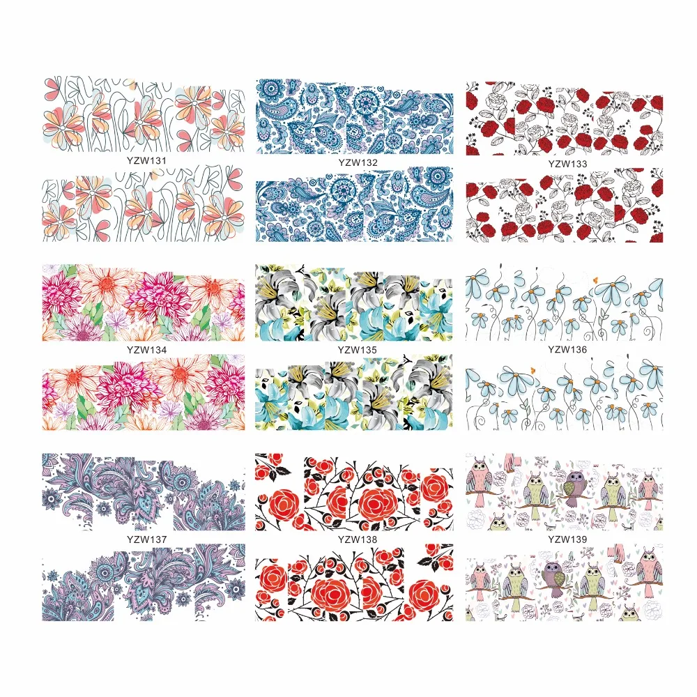 

1 Sheet Chic Flower Owl Designs Water Transfer Nail Sticker Flower Decals DIY Art Decoration Fingernail