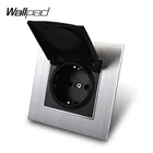Металлический 16A ЕС розетка с защитой от пыли Кепки Wallpad 86*86 мм 110V-240V AC серебристого металла Панель стены Питание 16A штепсельная розетка с когтями