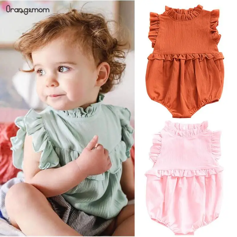 Orangemom/Коллекция 2021 года одежда для маленьких девочек комбинезон без рукавов с