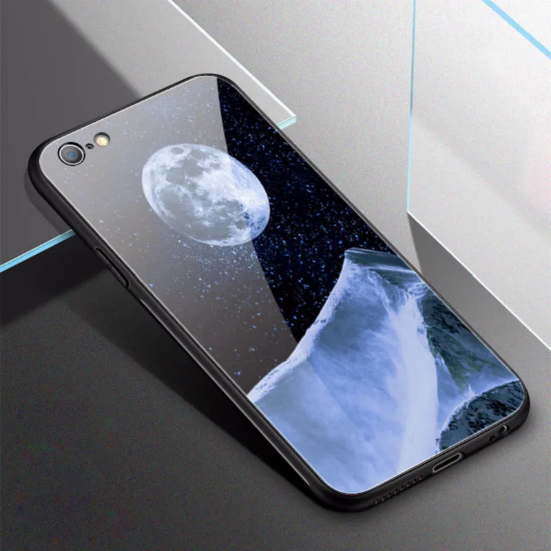 Звездный чехол из закаленного стекла для Iphone 9 6 7 8 X XS MAX окрашенная задняя крышка