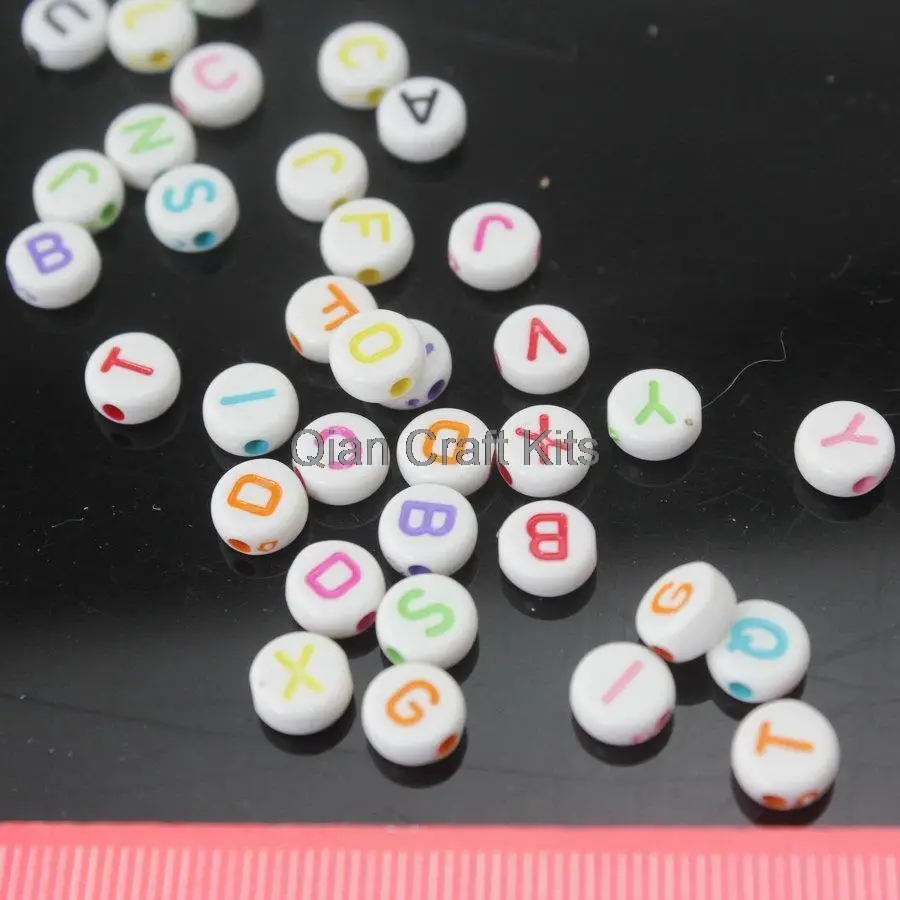 

1000pcs mini Letter Alphabet Beads, mixed colors acrylic plastic 8mm flat, randomly assorted