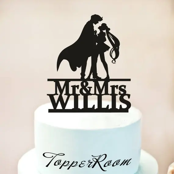Свадебный торт Топпер пара силуэт Mr и Mrs свадебный душ Топпер|Товары для
