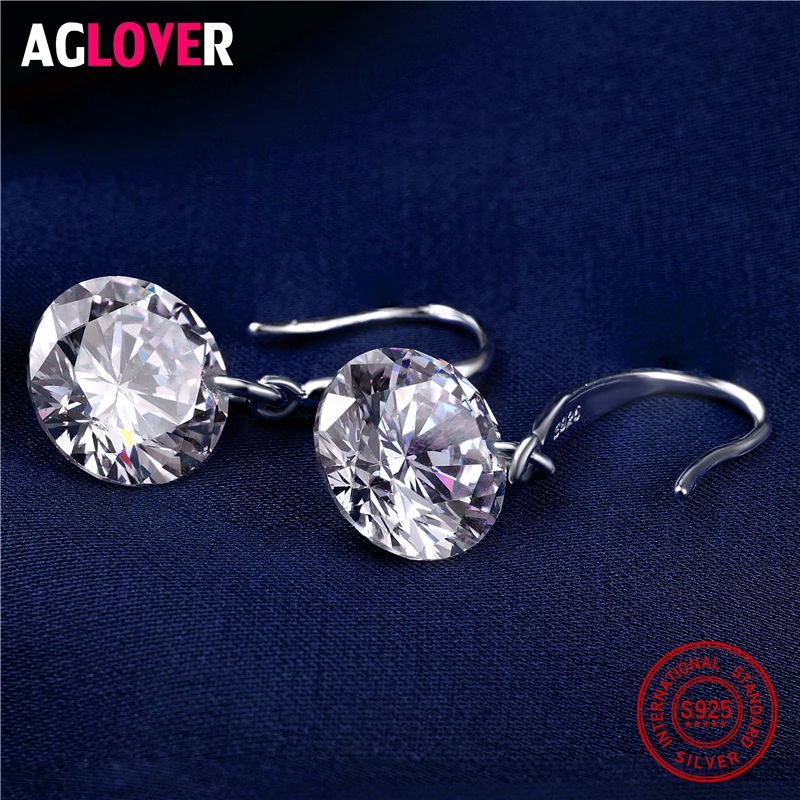 Женские серьги подвески из серебра 925 пробы с цирконом AAA|silver earings with zircon|silver earrings