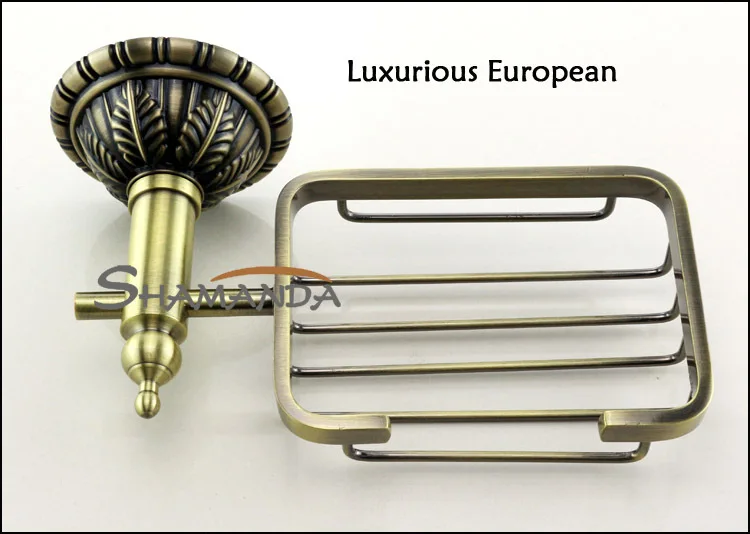 Free Доставка Европейский Роскошный Античная Бронзовая Мыло Корзина мыльница
