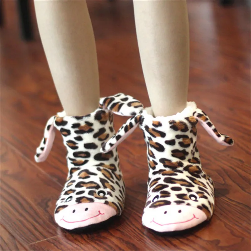 Leopard Suihyung/Новинка; женские домашние плюшевые тапочки; зимняя теплая обувь с хлопковой подкладкой; толстая бархатная домашняя обувь с животными; женская обувь - Цвет: Leopard