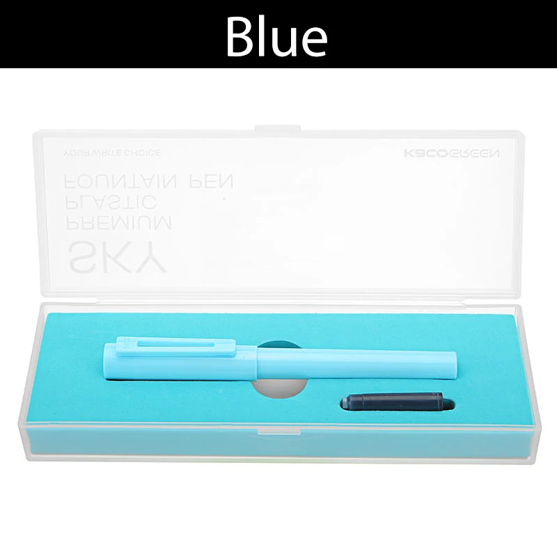 Blue Перьевая ручка премиум-класса Xiaomi Mijia KacoGreen SKY 0,3 мм-0,4 мм с чернильным пакетом P e n Box простые ручки для дизайна для работы, учебы, школы - Цвет: Blue