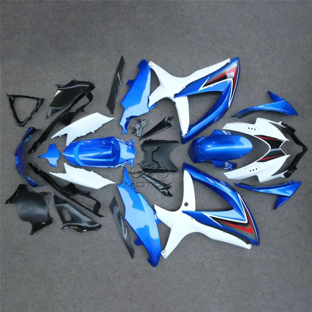 uv painted fori GSXR600 2008 - 2010 K8 Body Kits GSX-R600 08 10 White Blue Fairings GSXR 600 09 10 Fairing Kits Unpainted