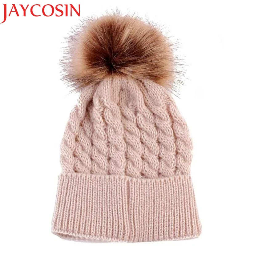 Skullies Beanies/милые зимние детские шапки для новорожденных; вязаная шапка с помпонами; шерстяная шапка с помпонами; Прямая поставка; высокое качество; S30