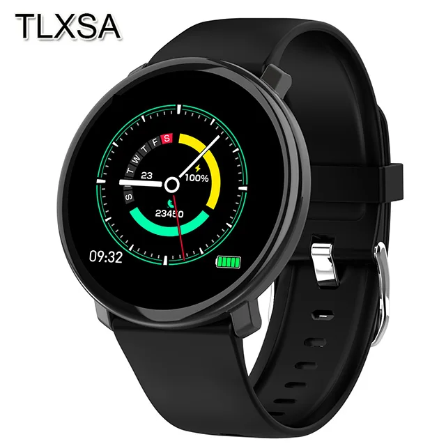 Silicone strap-Black Умный браслет для мужчин и женщин фитнес-трекер сердечного ритма кровяное давление часы полный экран сенсорный смарт-Браслет Водонепроницаемый - Цвет: Silicone strap-Black