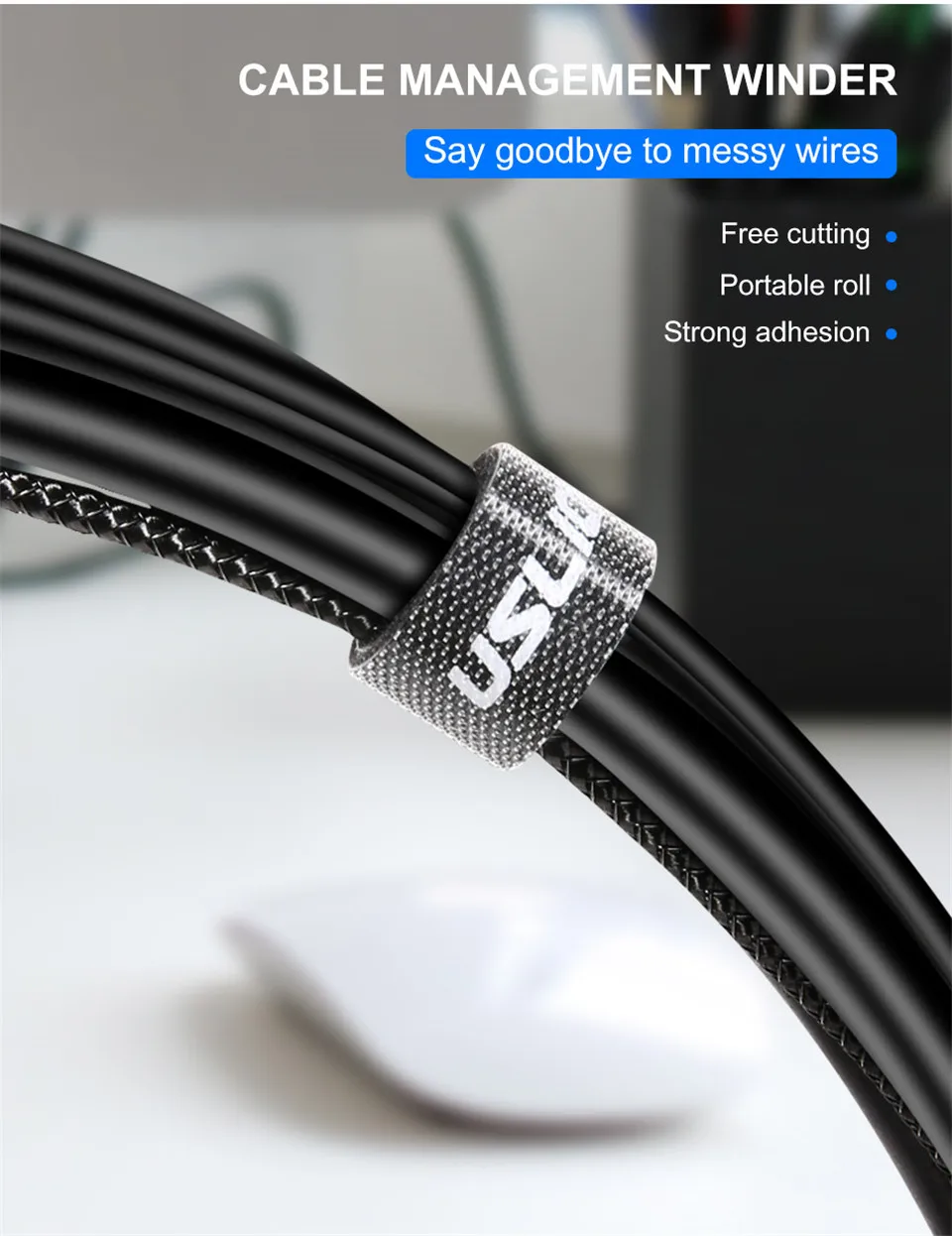 USLION Кабельный органайзер, держатель для сматывания проводов, зажим для usb-кабеля, наушников, мыши, рабочего стола, шнур для передачи данных, защита для управления линией