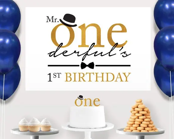 

Оригинальные фоны на день рождения с изображением маленького человека золотого галстука-бабочки высококачественный фон для фотостудии с к...