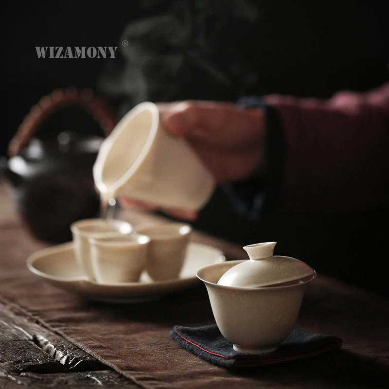 150 мл WIZAMONY новый стиль пепепельно серый Керамический Китайский Kungfu Gaiwan посуда для