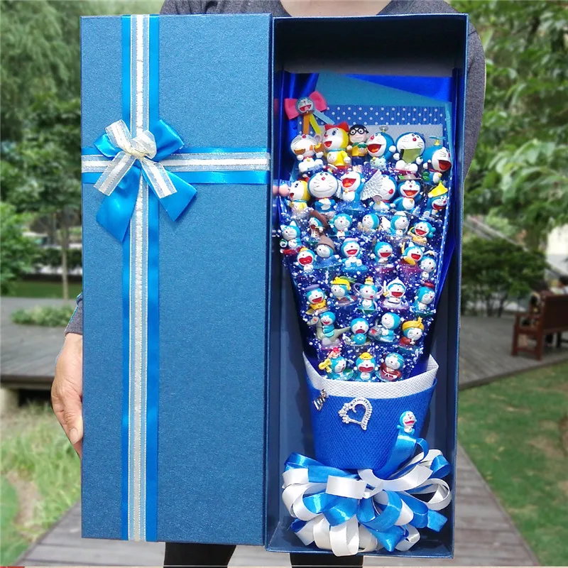 Высокое качество Doraemon искусственные цветы букет поддельные розы искусственный цветок подарок Букеты Свадебные День Святого Валентина игрушки Красивая Любовь