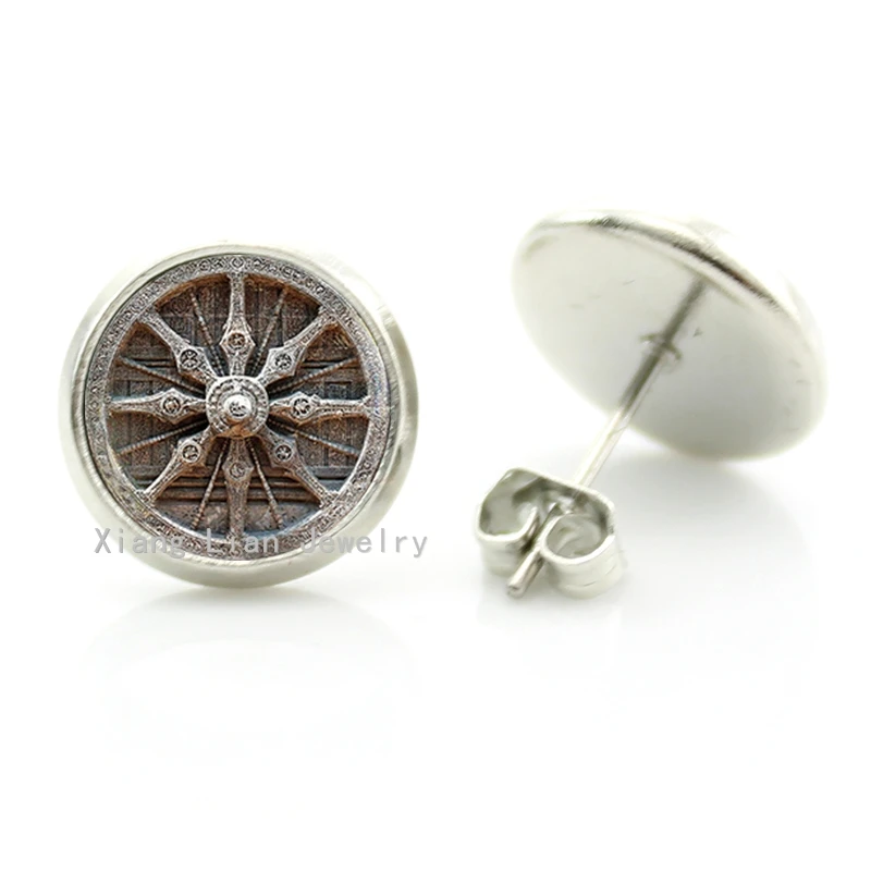 Винтажные Ювелирные наборы Dharma Wheel стеклянный купол буддистское колесо чакра